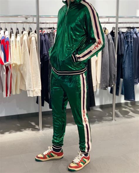 green gucci track suit|velour gucci tracksuit.